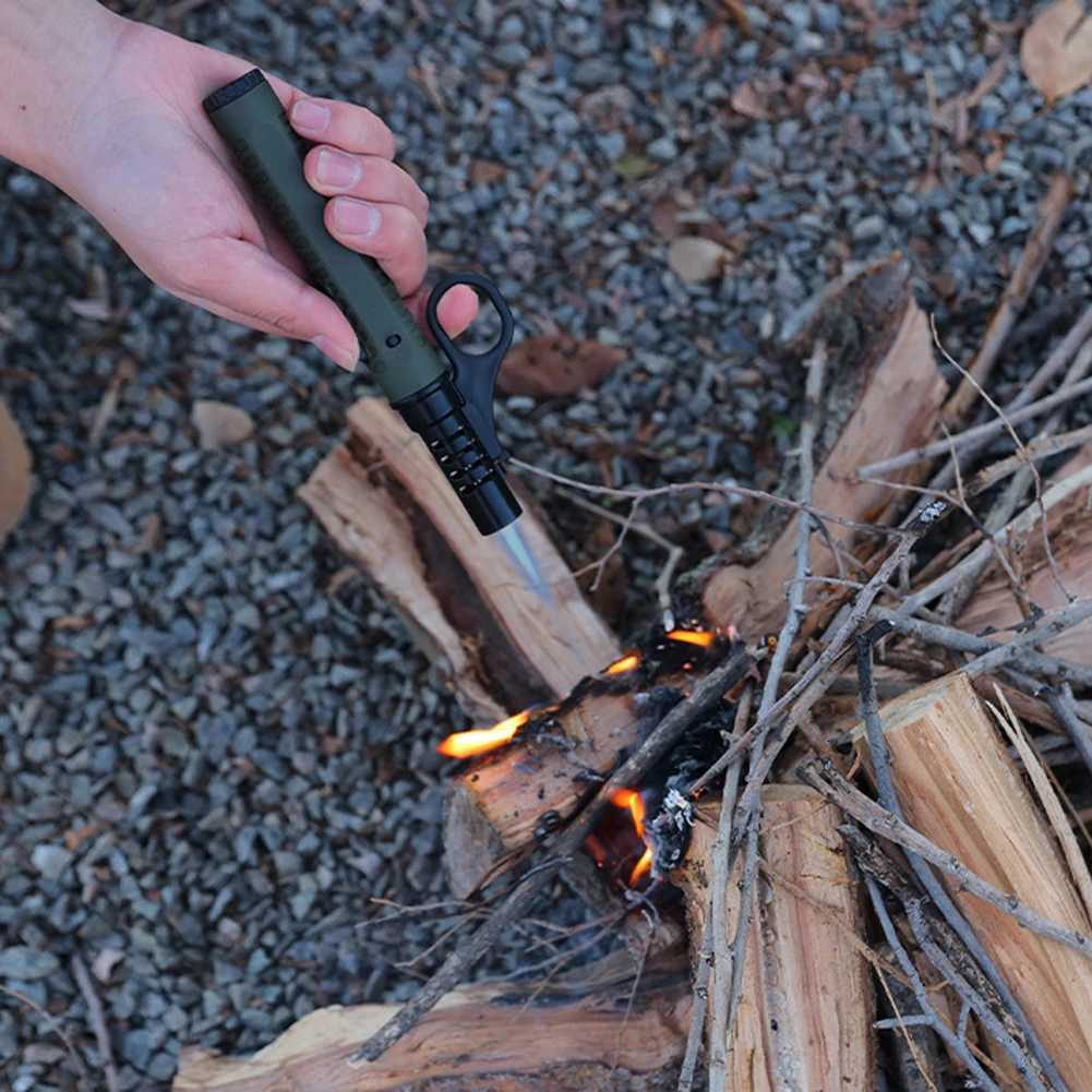 Portable Flamethrowers Lighter Windproof Torch Lighters Bright Fire Lighter with Keyrings for Candle BBQ Firework C251022