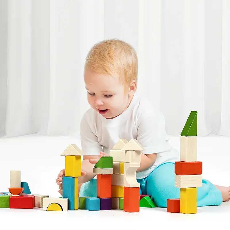 Childrens Toys Puzzle Montessori Education Wooden Board Games Diy Building Blocks Set Constructor Stelstein Stacking Toy Gift J251022