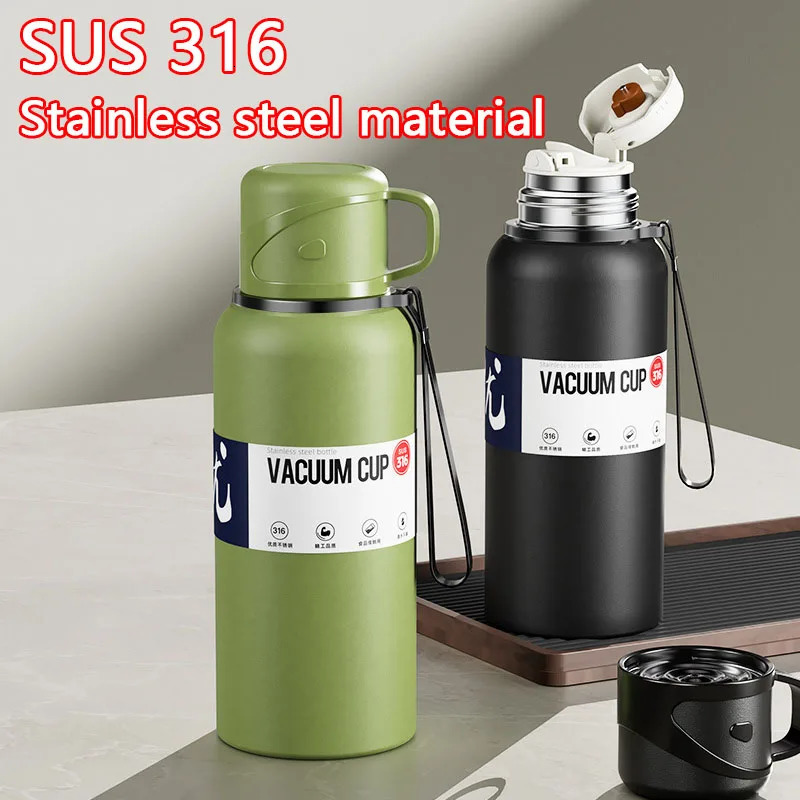 2L Thermal Large Capacity With Straw Stainless Steel Cold and Water Bottle Sport Thermos Cup 251020 W260226