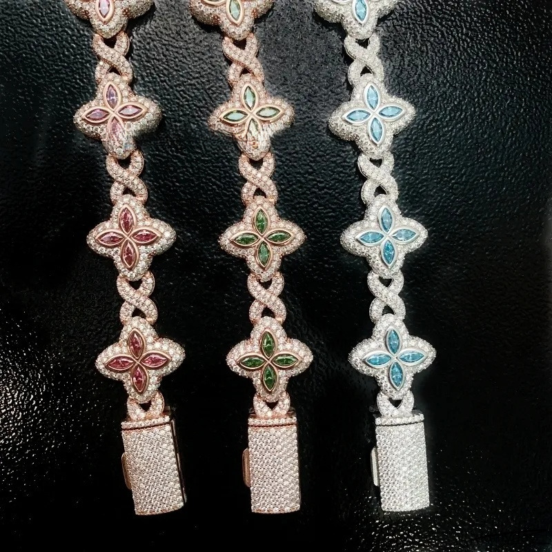 Best Selling Hip Hop Rapper Clover Bracelets Sterling Sier VVS Moissanite Infinity Cuban Link Bracelet Fine Jewelry Ddmyday