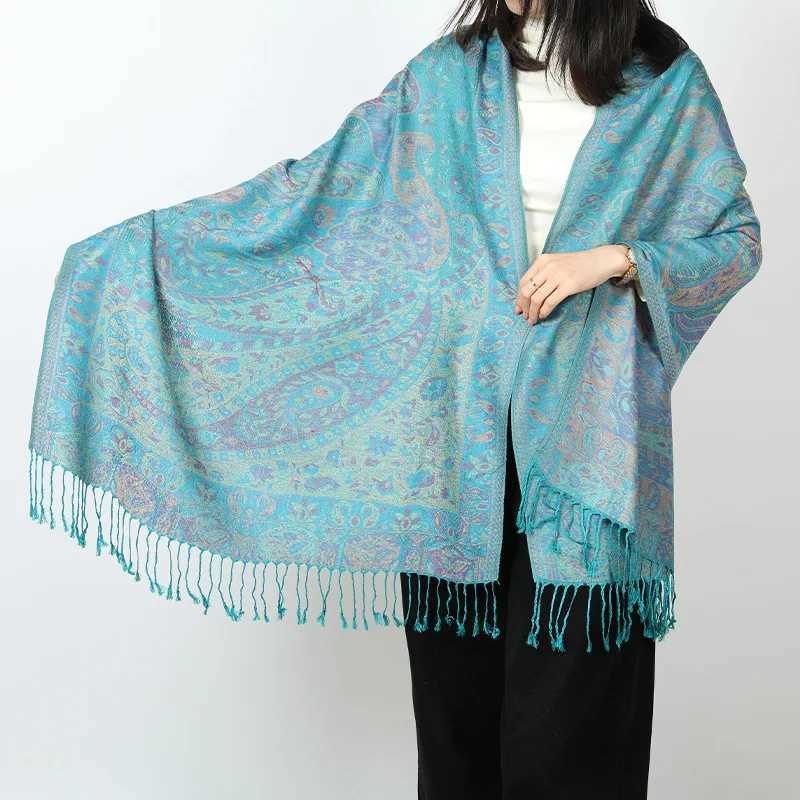 Luxury Women Paisley Jacquard Scarf Silky Ethnic Style Fringed Scarves Soft Long Shawls and Wraps for Lady Bufandas J251118