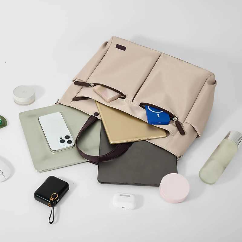 Laptop Bag Nylon casual ladies laptop bag daily commuting briefcase lightweight double main pocket singleshoulder bag W251022