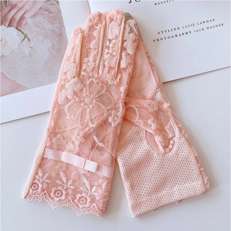 Summer Driving Fashion Women Gloves Sunscreen Lace Gloves UV Protection Sexy Soft Full Finger Wedding Gloves Girls 251021