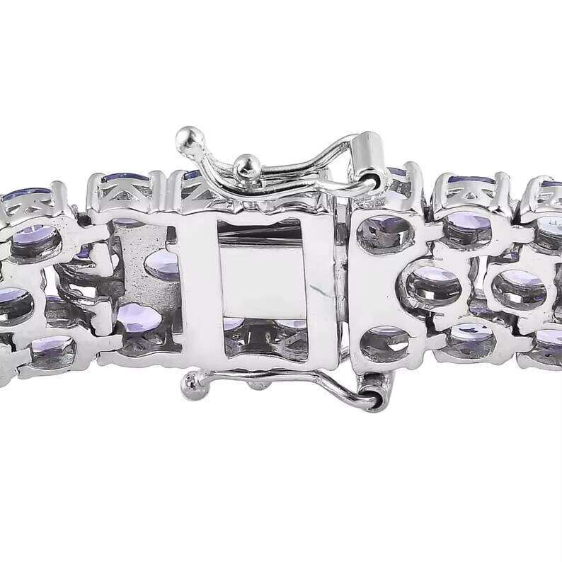 High-End Women's Three-Row Tanzanite Bracelet Sterling Sier Fashion Accessories Silicon Stone Bangle