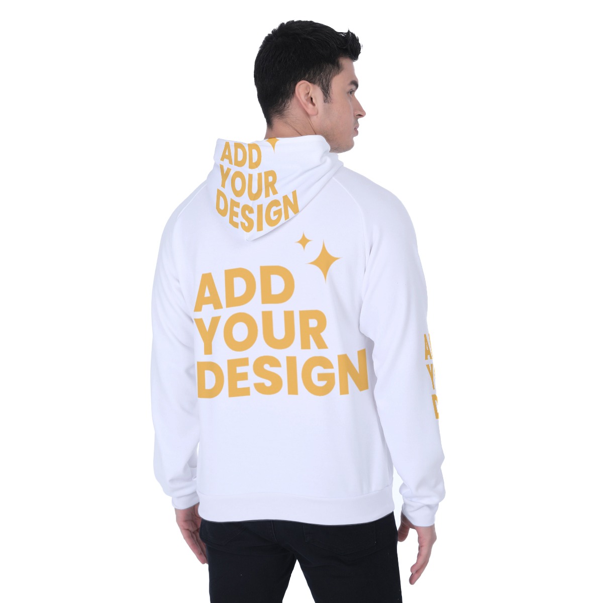 DHgatepod Men's Heavyweight Fleece Hoodie - 320GSM Plush Lined All-Over Print Raglan Sleeve Pullover