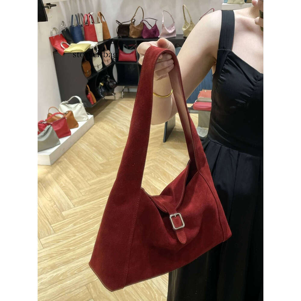 Genuine Grade Suede Leather Women's Tote Designer Brand Cowhide Ladies Shoulder Underarm Bag Small Handbag