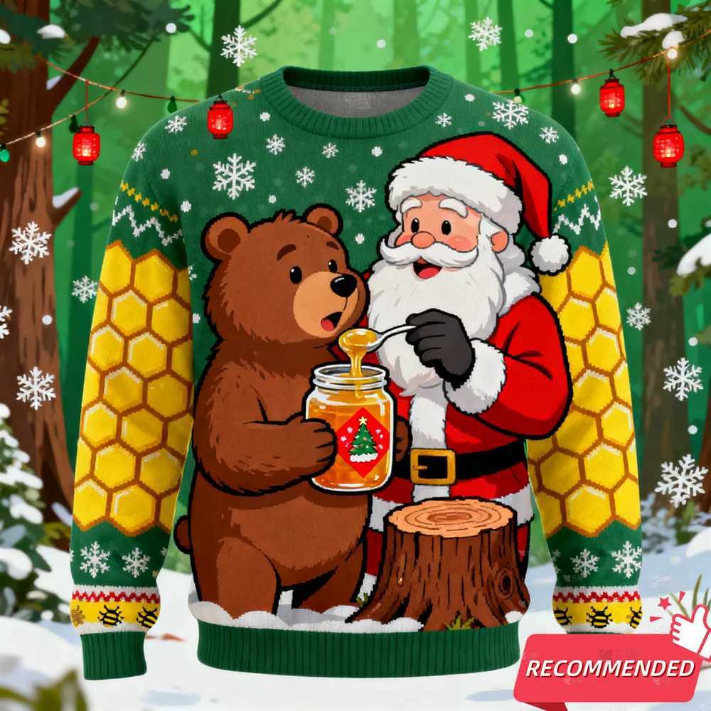 2025 New Santa Claus Ugly Christmas Sweater For Men Funny Animal Elk Bear Graphic Sweatshirts Xmas Holiday Pullovers Sweater TopXJ251022