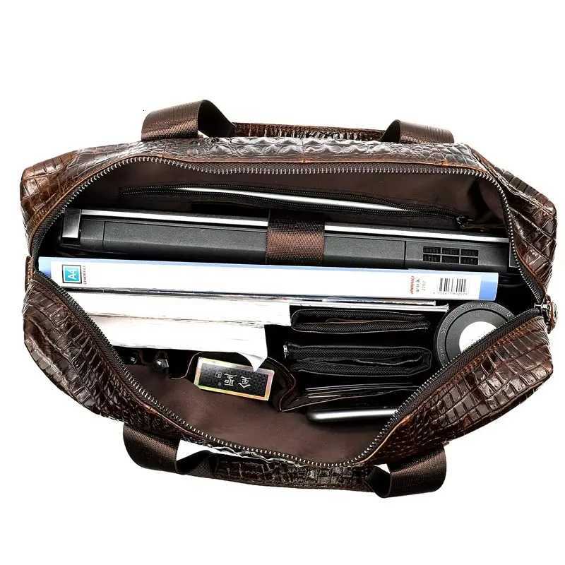 WESTAL Men Briefcase Mens Bag Genuine Leather Office Bags for Men Laptop Bag Leather Briefcase Men Croco Design Computer Bags W251022