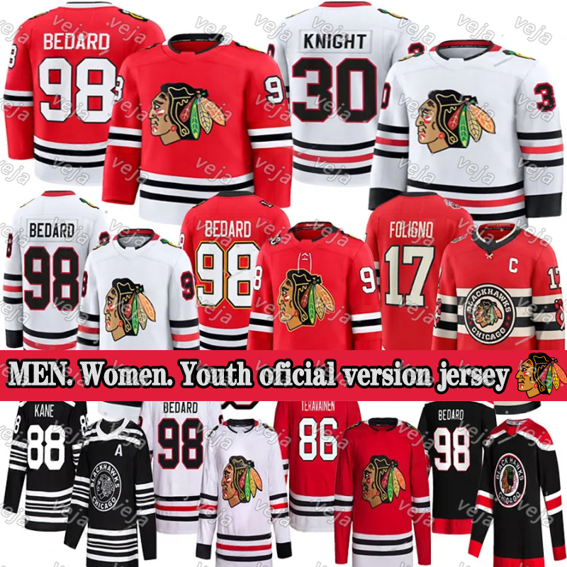 Chicago Blackhawkss Jerseys #98 Bedard #00 Griswold #86 Teravainen Jerseys Philipp Kurashev Petr Mrazek Seth Jones Hockey Jerseys