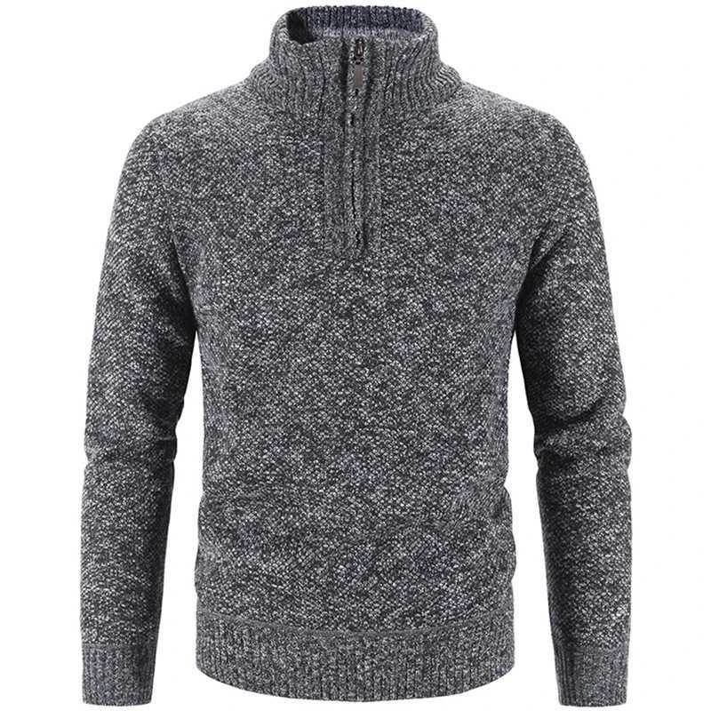 Winter Mens Fleece Thicker Sweater Half Zipper Turtleneck Warm Pullover Quality Male Slim Knitted Wool Sweaters for SpringXJ251022