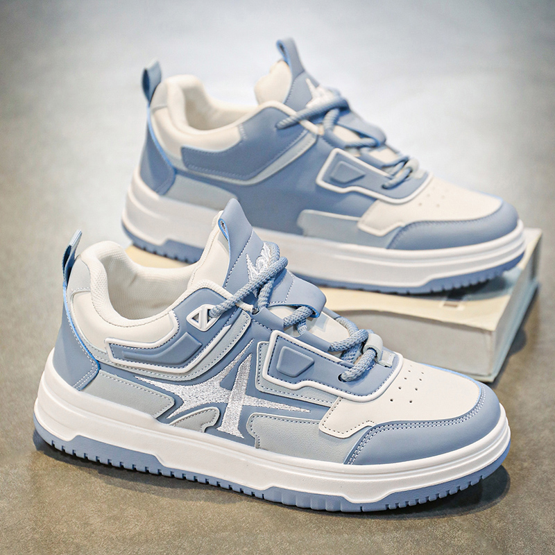 Men's shoes spring high-end sense versatile casual flat shoes youth light sports leather waterproof heightening white shoes2025