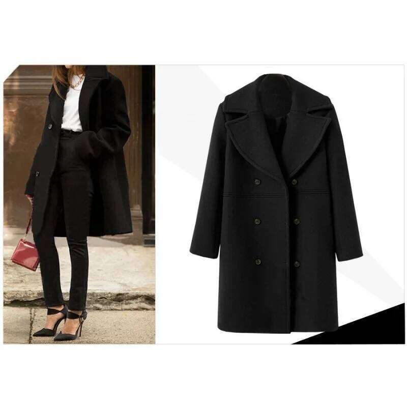 Elegant Coats Winter Fashion Comfortable Decent Plain Simple Lapel Double-breasted Street Daily Women's Clothes