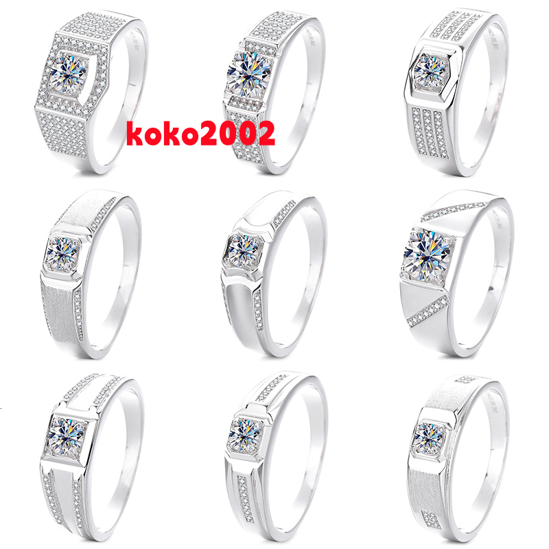 Classic 925 Silver Ring with 03ct 05ct 1ct Moissanite Brilliant Cut White Diamond High Quality Hight VVS Moissanite Man Ring