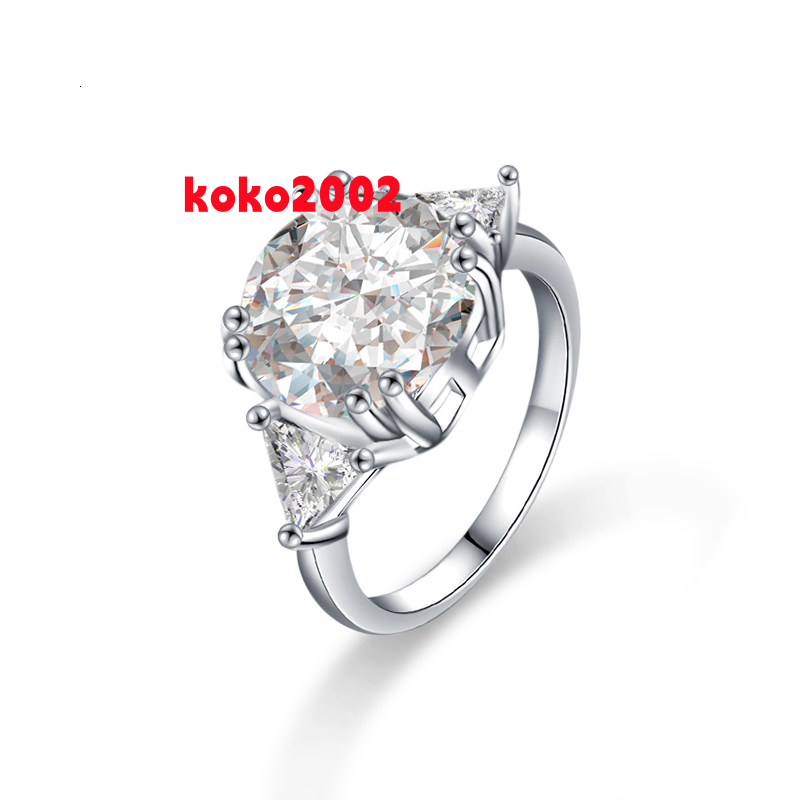 Classic Round Moissanite Ring for Women 925 Sterling Silver Party Wedding Jewelry