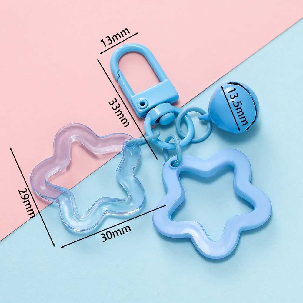 1pcs Hollow Star Charm Pendant with Small Bell Colorful Acrylic Beads Keychain Accessories Bag Lanyard Keyring Jewelry Making J251121