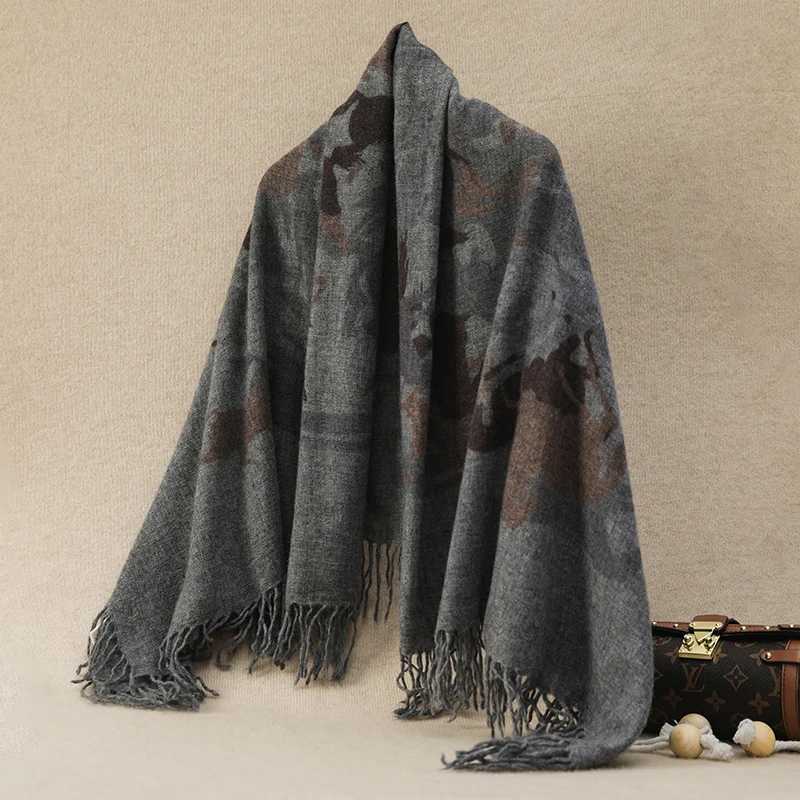 100 pure cashmere shawl womens tassel knitted scarf luxury brands designer highend dualpurpose square winter Accessories J251118