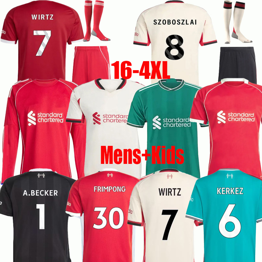 25 26 ISAK WIRTZ EkitikE Kerkez Soccer Jerseys 2025 Long sleeve SZOBOSZLAI MAC ALLISTER JONES SALAH DIOGO J FRIMPONG GAKPO RIO Football shirt Uniforms kids kit