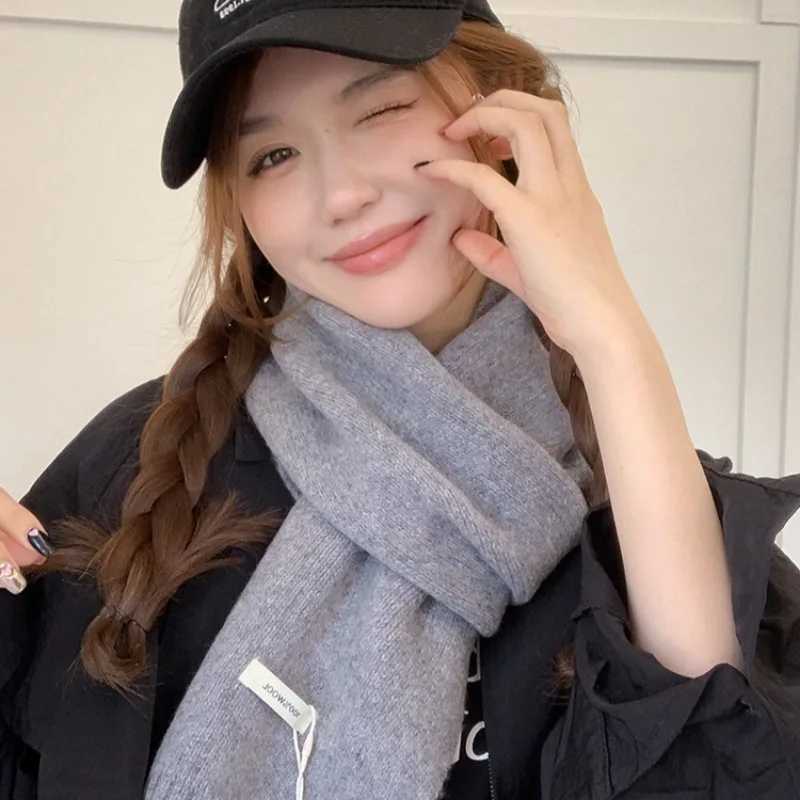 Christmas and New Year Gifts Winter Women Warm Scarf Solid Color Thicken Knitted Shawl Wraps Outdoor Coldproof Long Scarves J251022