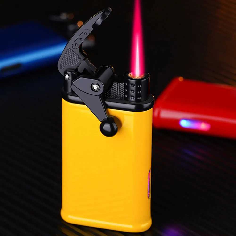 Torch Lighter Butane Metal Rocker Arm Ignition JetFlame Windproof Adjustable Lighters Men Present C251022