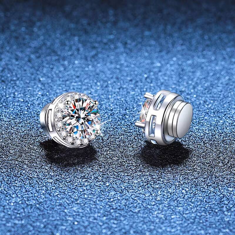 moissanite earrings S925 Sterling Silver Moissanite Diamond EarFree Magnetic Cure Earrings