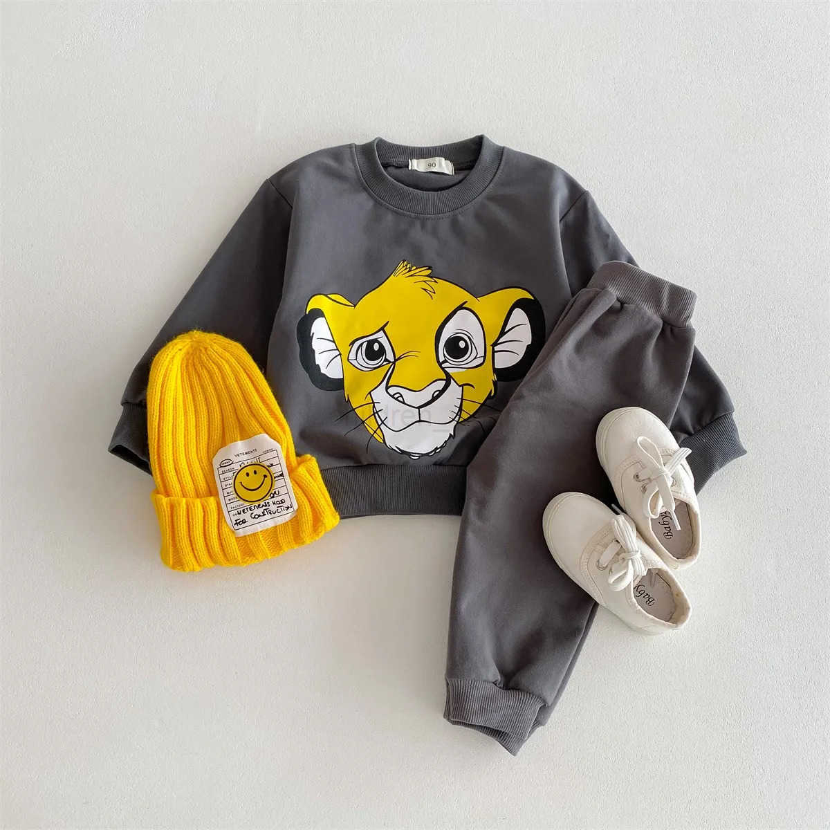 Disney Cartoon Printed Baby Tracksuit Spring Fall Loose Fashion Children Long Sleeve Sweatshirt Sweatpants 2piece Toddler Sets H251022