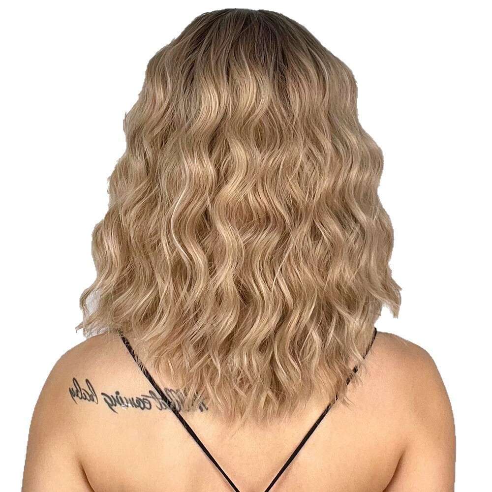 Water Ripple Black Gradient Gold Synthetic Full Wig Hot Sale