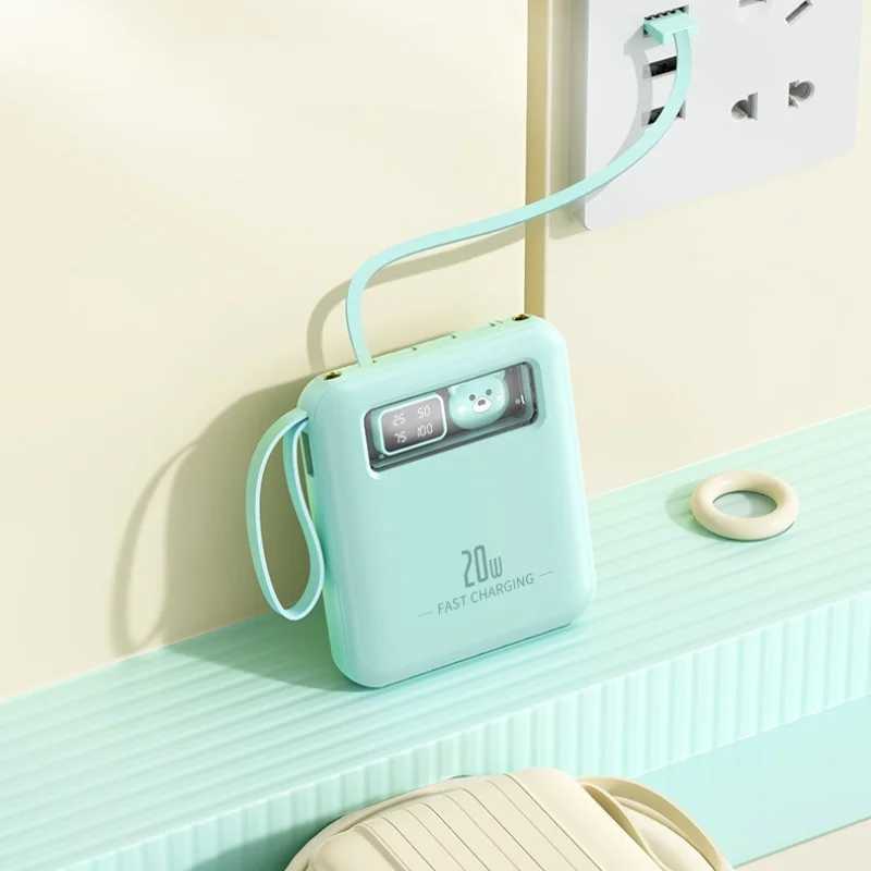 20000mAh Power Bank 20W Built in Cables Fast Charging Mini Powerbank Portable Charger for Iphone External Battery J251114