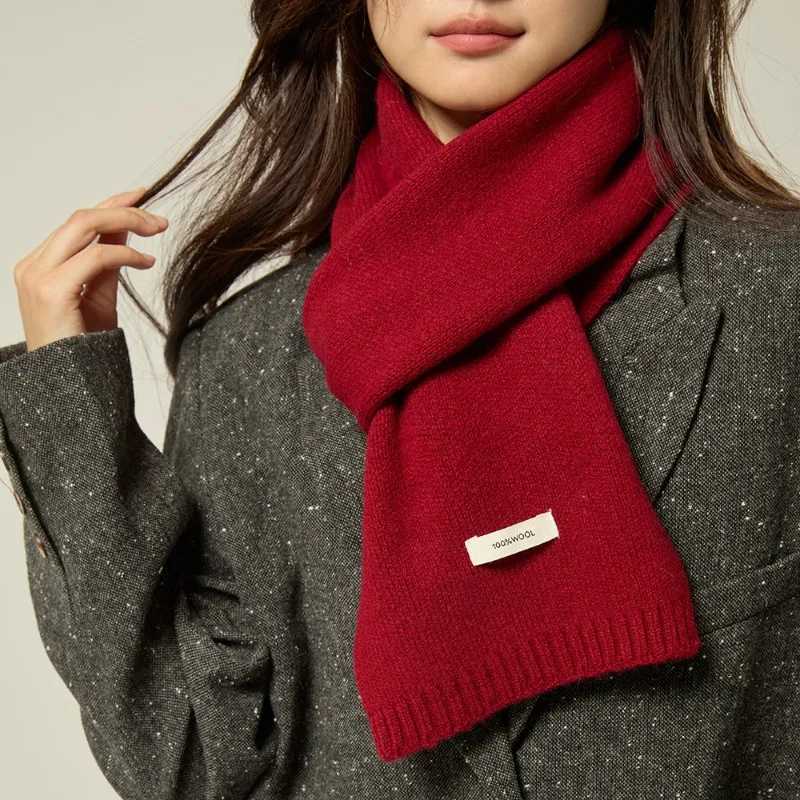 Christmas and New Year Gifts Winter Women Warm Scarf Solid Color Thicken Knitted Shawl Wraps Outdoor Coldproof Long Scarves J251022