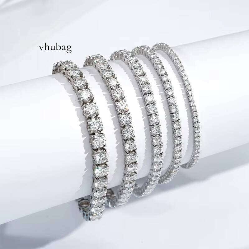 Hiphop Women's Jewelry 2mm 3mm 4mm 5mm 6mm Round Cut S Sier Stone Tennis Bracelet