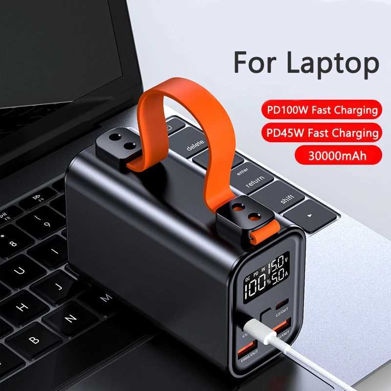 30000mAh Power Bank 100W Fast Battery Charger for Laptop Powerbank for iPhone Mobile Phone Chargers with Light Lanyard J251114