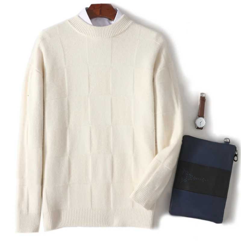 ADDONEE Men Cashmere Sweater Mock Neck Long Sleeve Pullover Smart Casual Clothes Autumn Winter 100 Merino Wool KnitwearXJ251022