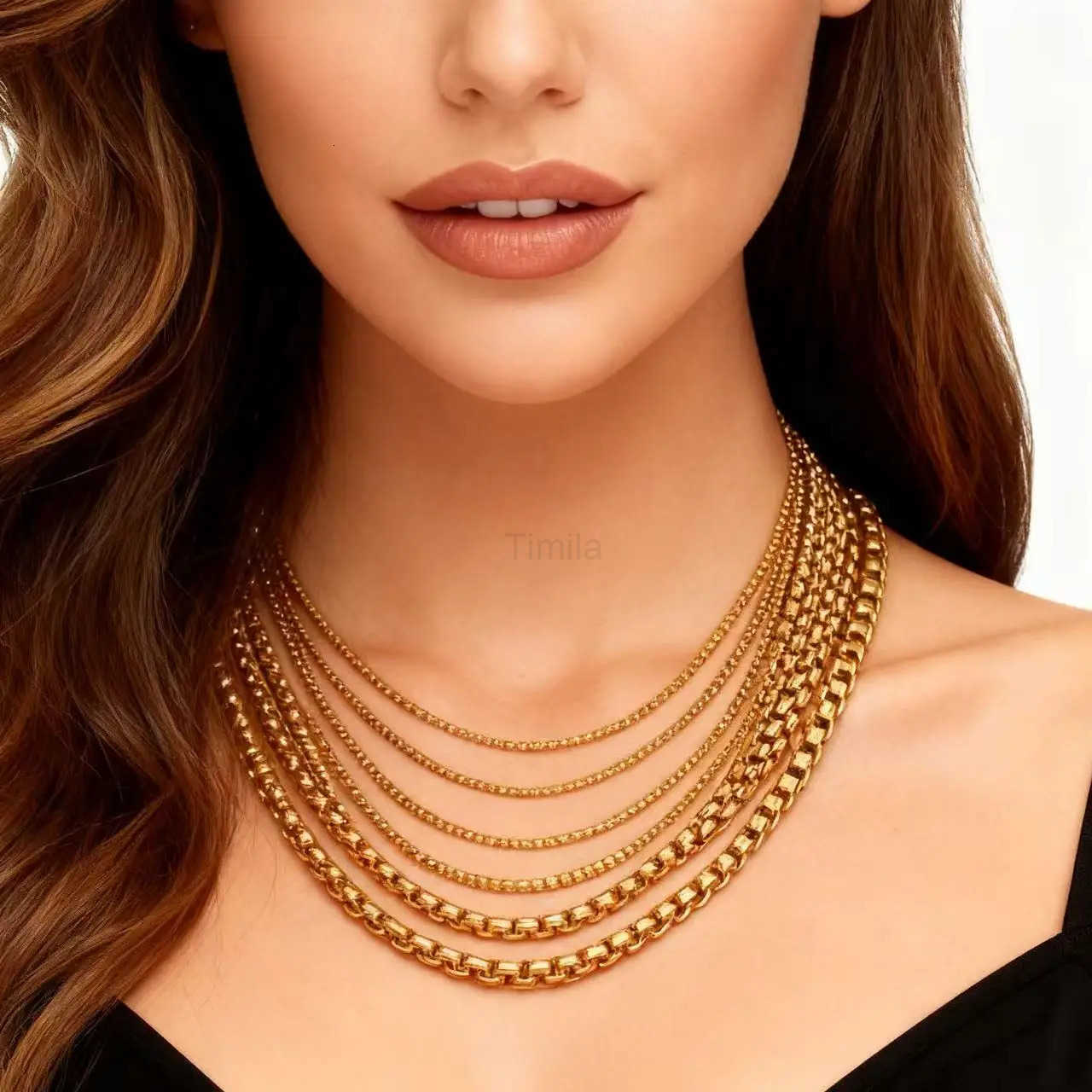 HNSP 2MM6MM Stainless Steel Chain Necklace For Men Women Jewelry Pendant Accessories U251022