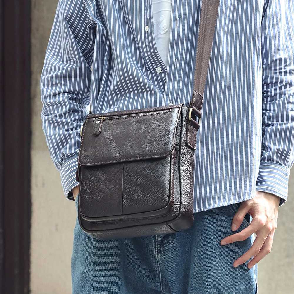 JOYIR Genuine Cowhide Leather Men Vintage Handbags Flap Mens Shoulder Bags Casual Messenger Bags Fashion Crossbody Bag W251022