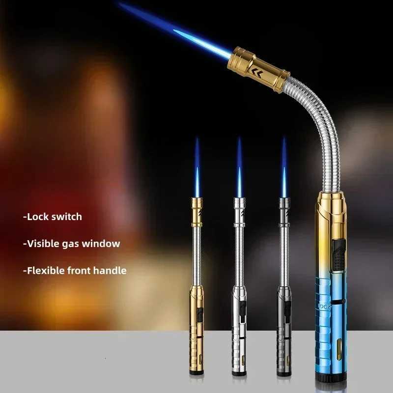 360 Hose Welding Gun Windproof Jet Blue Flame Butane Gas Torch Lighter Visible Gas Window Outdoor BBQ Kitchen Cigar Lighters C251022