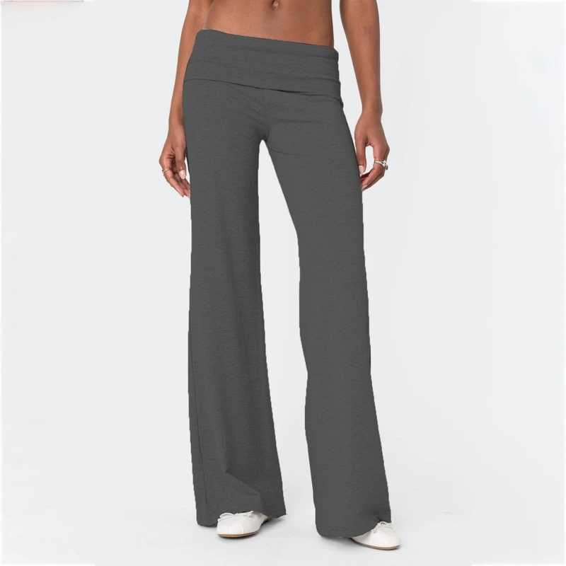 Casual Wide Leg Sweatpants for Women Fold Over Low Rise Flare Yoga Lounge Pants Back to School Clothes for Teen Girls OutfitsT251022