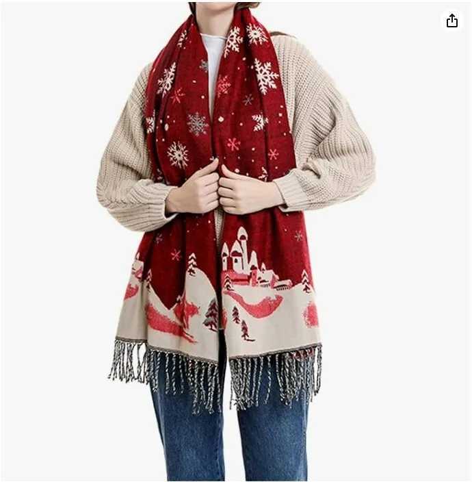 Scarf Blanket Scarf Tassel Double Wrap Christmas New Year J251022