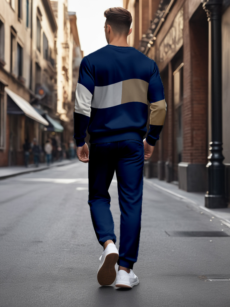 Men's Ankle-Length Knitted Cotton Blend Long Sleeve Sweatshirt Brown round Neck Casual T-Shirt Comfortable Outdoor Wear - YLWY00126