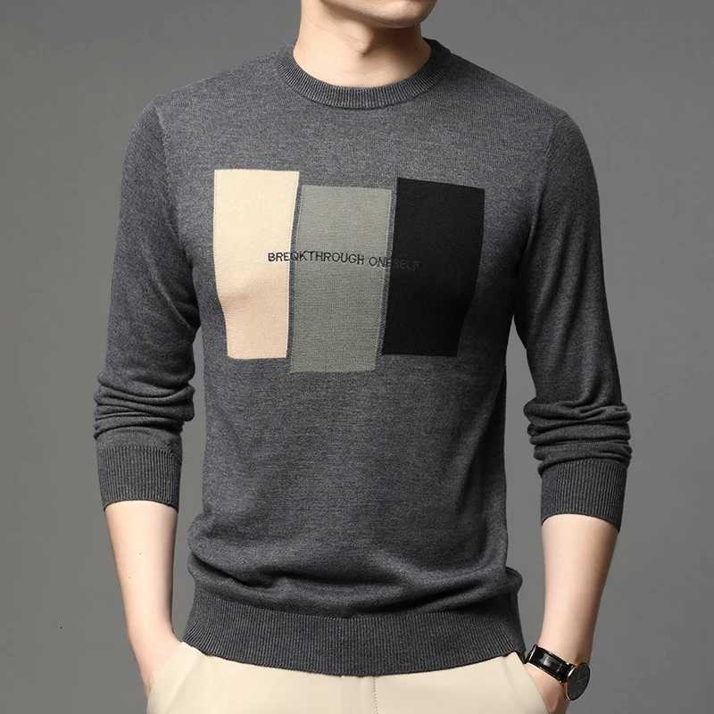 High end brand fashionable jacquard knitted mens sweater 2024 autumn and winter new warm thick personalized casual pulloverXJ251022