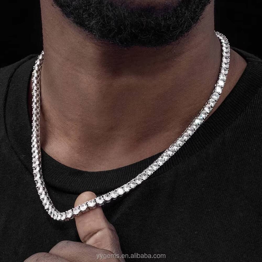 High Quality 10CT65MM Link Chain White Gold Plated S925 Sterling Silver VVS Moissanite Tennis Chain Bracelet Necklace Jewelry