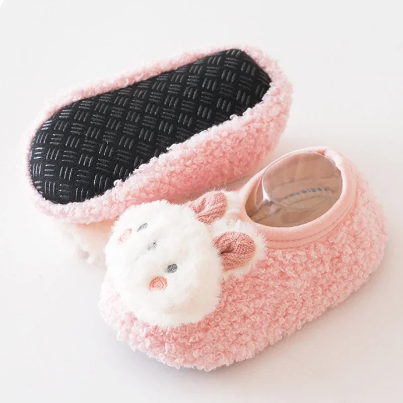 Cartoon Rabbit Baby Floor Socks Kids Plush Slippers Toddler Warm Shoes Children Soft Nonslip Prewalkers Indoor Home 251022