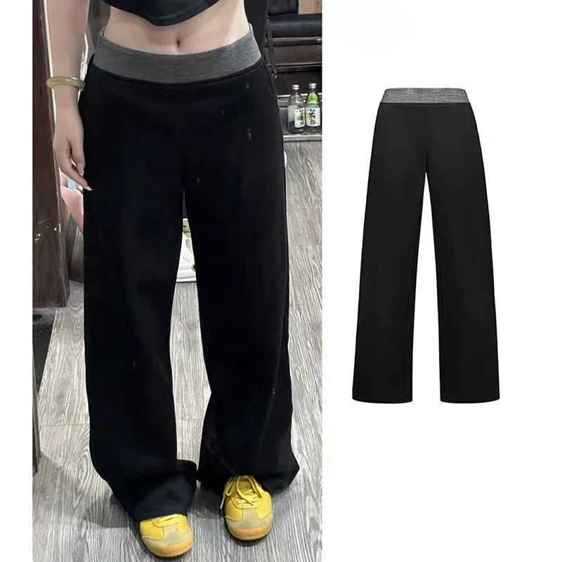 2024 Women Autumn Lazy Style Casual High Waisted Sweatpants Lady Chic Designer Korean Version Outside Daily Wide Leg TrousersT251022