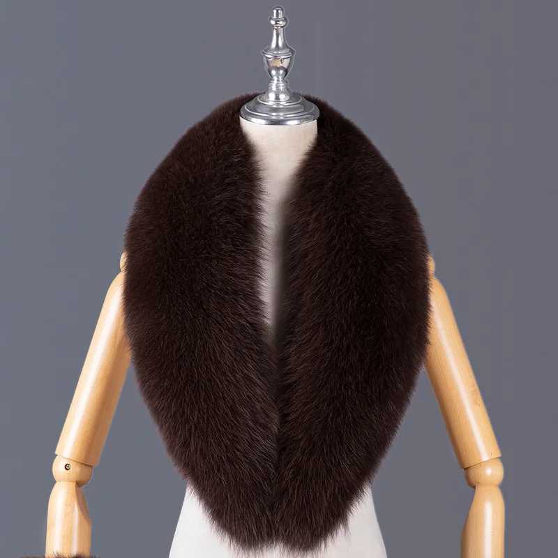 Natural Fur Collar Real Fur Scarf for Women Winter Neck Warmer Luxury Large Fluffy ShAWl Thick Warm Soft Real Fur AccESSory J251129
