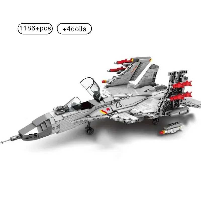 1186pcs Military Chinese J15 Carrier Fighter Aircraft Flying Shark Model Building Blocks Plane Bricks for Children Boy Toy Gift J251022