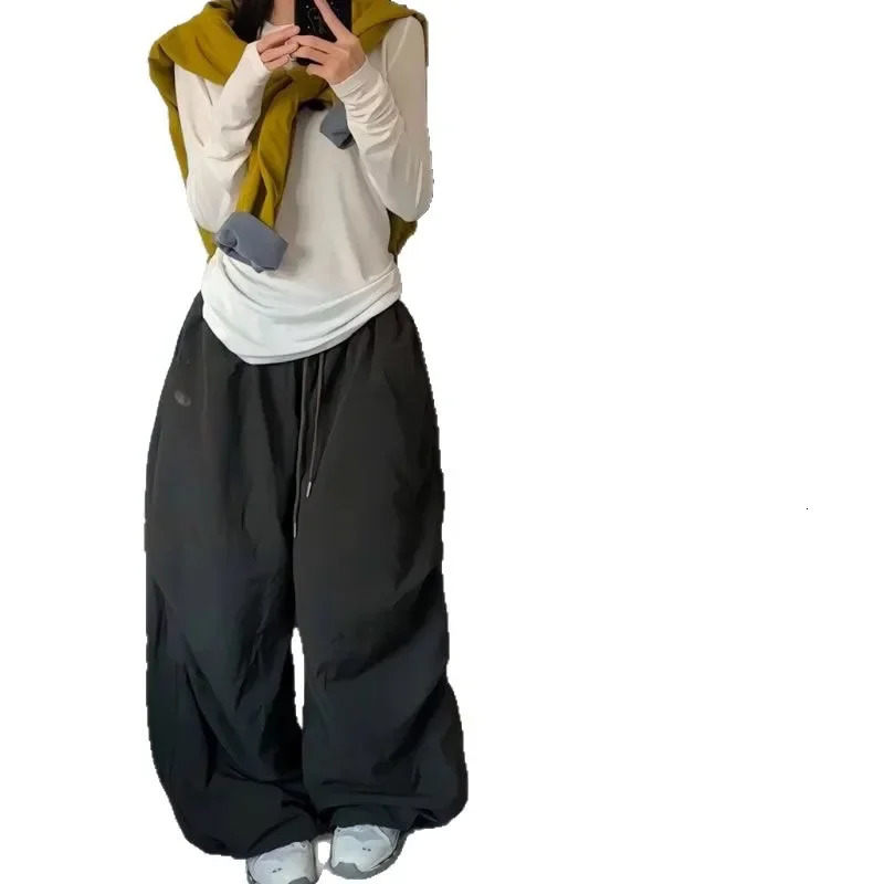 Retro Quick Dry Casual Pants High Waist Loose American Embroidery Pleated Waterproof Workwear Jazz Street Dance Womens Trousers 251017