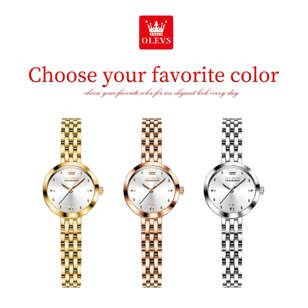 OLEVS Top Womens Watches Elegant Fashion Gold Watch for Women Original Simple Quartz Waterproof Wristwatch Ladies 251027w