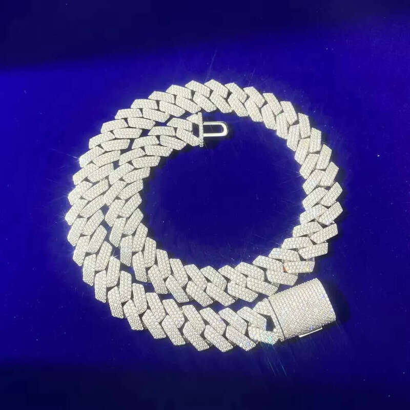 Men Iced Out Hip Hop Jewelry Factory Price 8mm 10mm 12mm Width Solid Sier Moissanite Cuban Link Chain Necklace