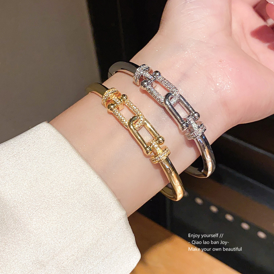 Silver - Toned Rhinestone Linked Bangle Chic Daily & Elegant Jewelry Gift For Her High - Quality And Stylish Accessory