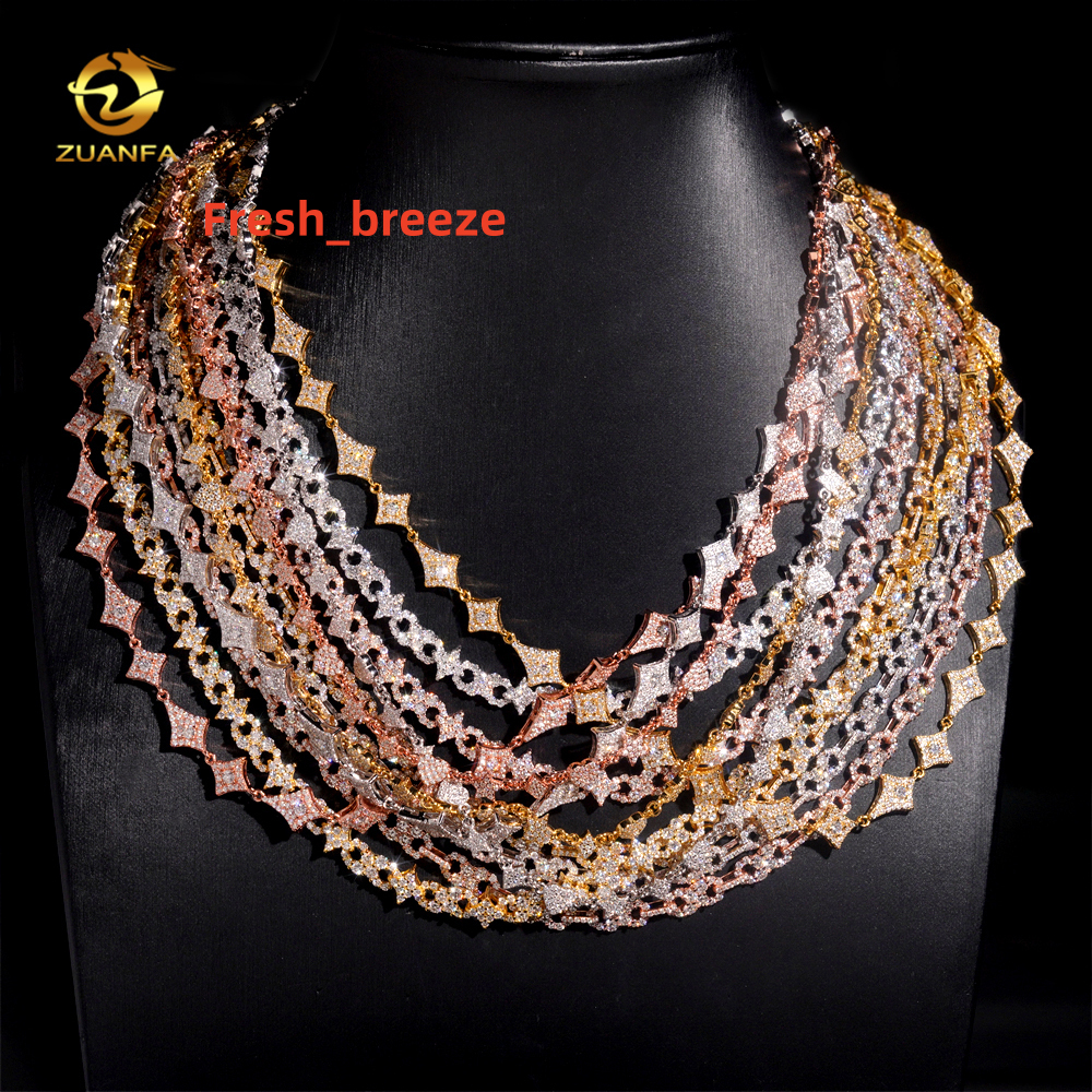 4 Styles Fashion Moissanite Necklace Hip Hop Jewelry Cluster Iced Out Moissanite Diamond Link Chain