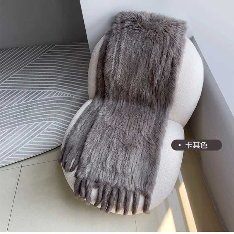 2024 New Autumn Fashion Knitted Fur Shawl Women Winter Real Rabbit Fur Scarf Thick Luxury Shawl With Tassel Ladies Knit Scarfs J251118