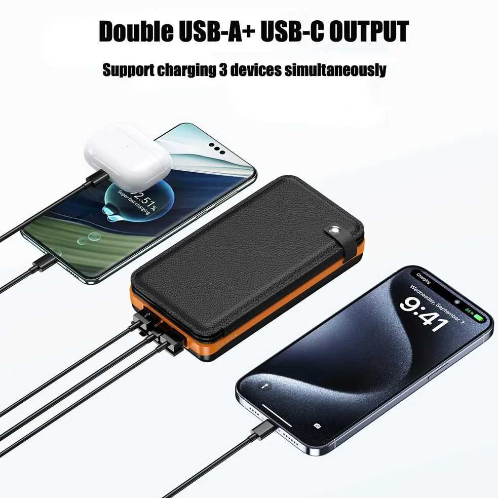 Folding Solar Power Bank with 4 Solar Panels 50000mAh Portable Solar External Battery Compatible with IOS Android USBA USBC J251114